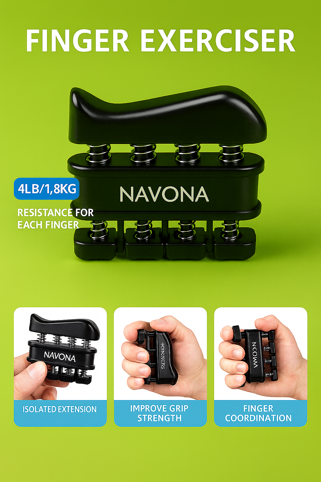 Grip Trainer Kit: Adjustable Hand Gripper,Finger/Hand Exercisers,Stress Ball & Forearm Ring for Muscle Build & Injury Recovery